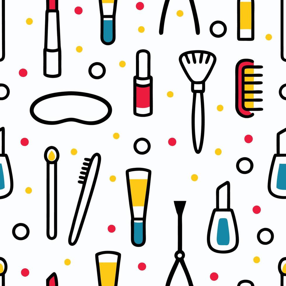 pattern with makeup other items white background vector