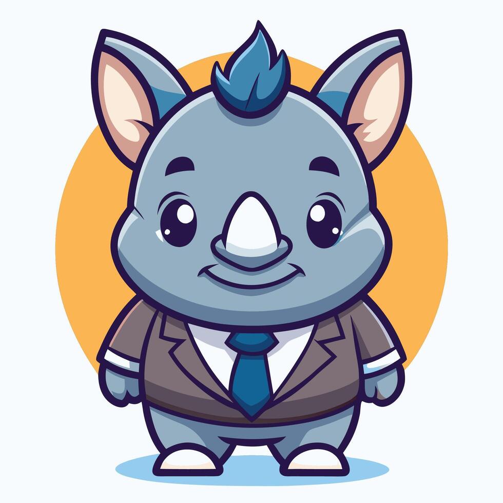 a cartoon rhino wearing a suit and tie white background vector
