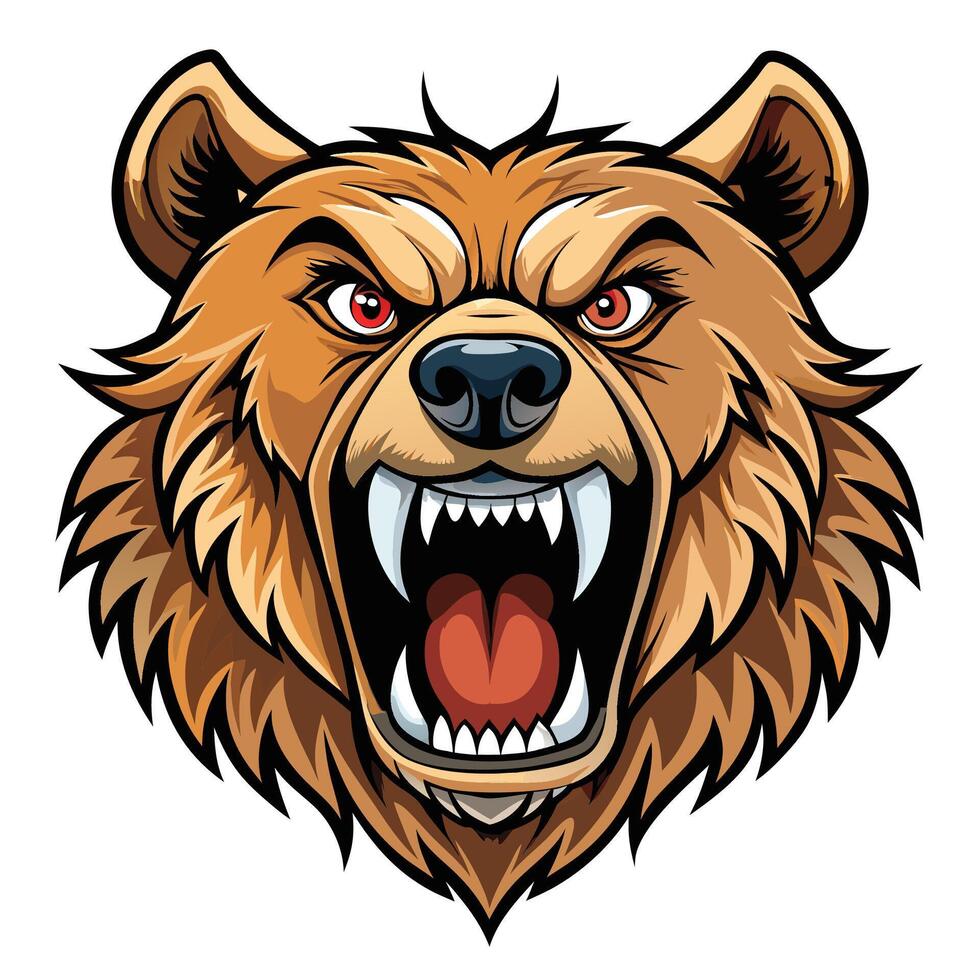 a cartoon bear head with open mouth vector