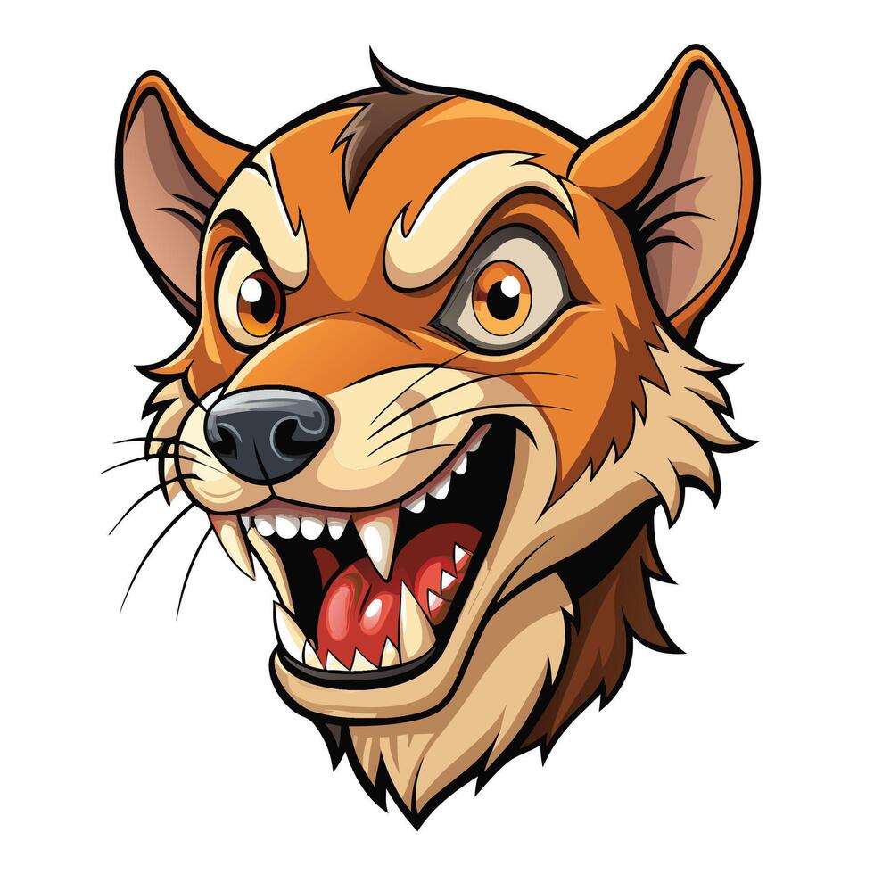 a cartoon wolf head with open mouth vector