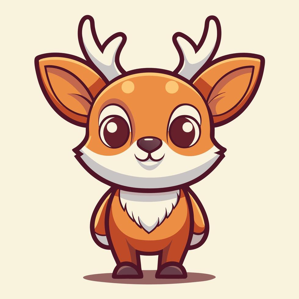 cute cartoon deer with horns and antlers white background vector
