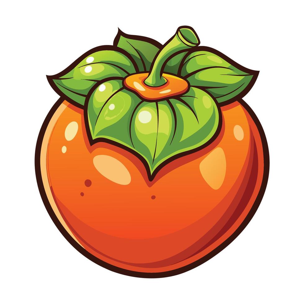 an orange fruit with leaves, on it white background vector