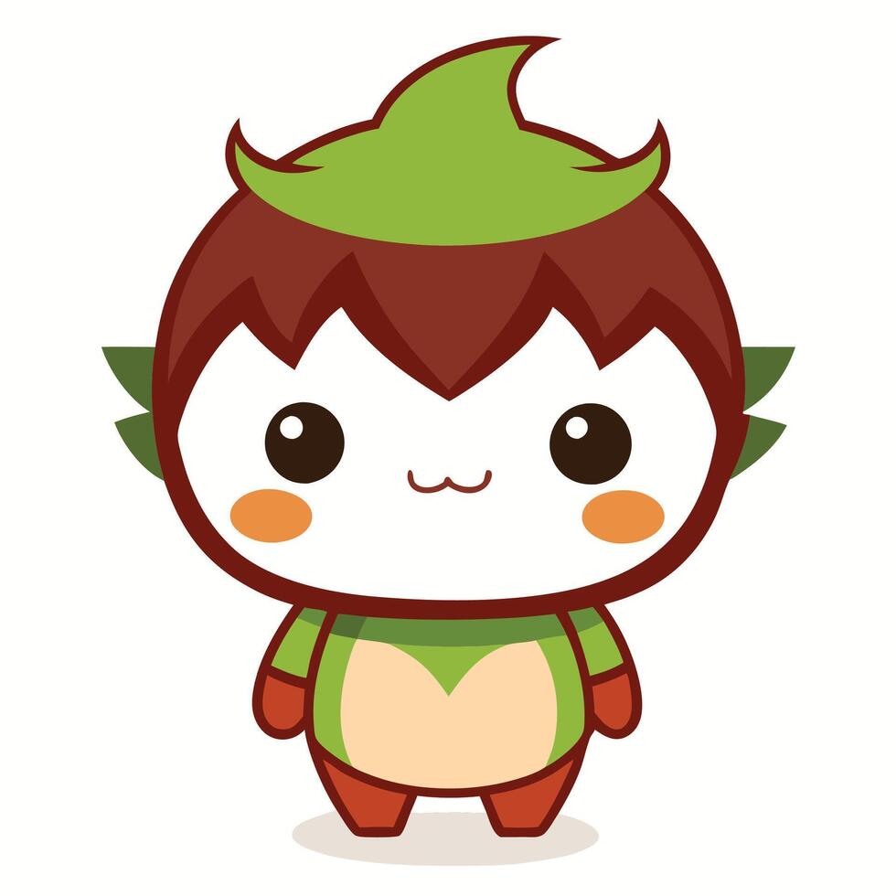 character with green hair and green eyes vector