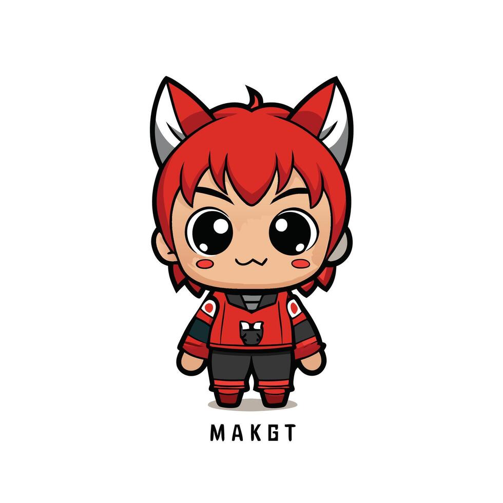 a cartoon character with red hair and a red jacket vector