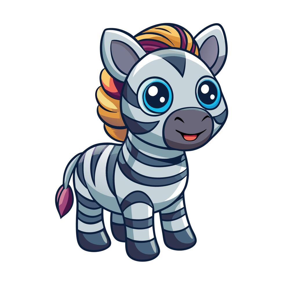 a cartoon zebra with blue eyes and a pink mane vector