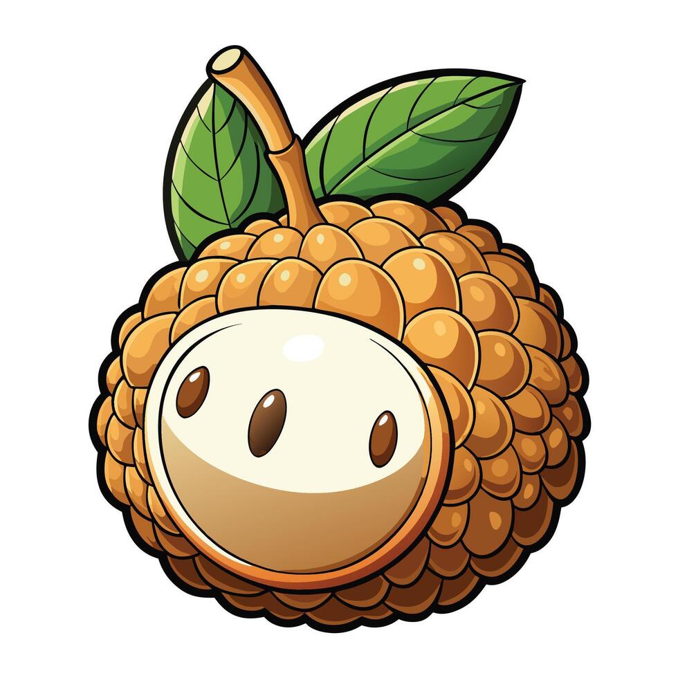 a cartoon apple with a green leaf on it vector