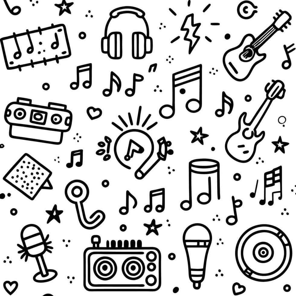 music icons in black and white vector