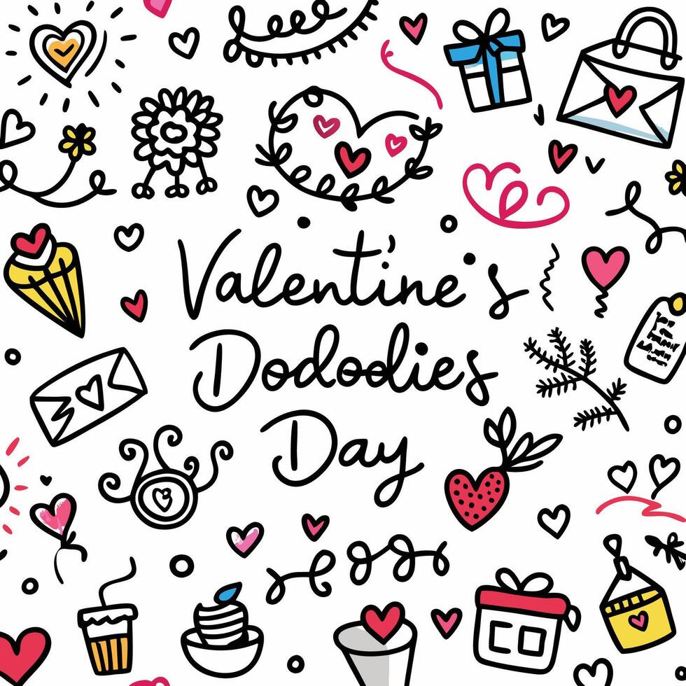 a doodle doodle valentine's day card vector