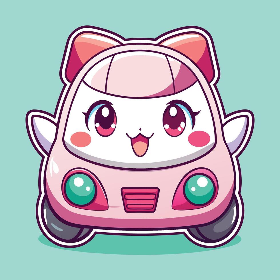 a cartoon cat in a pink car white background vector