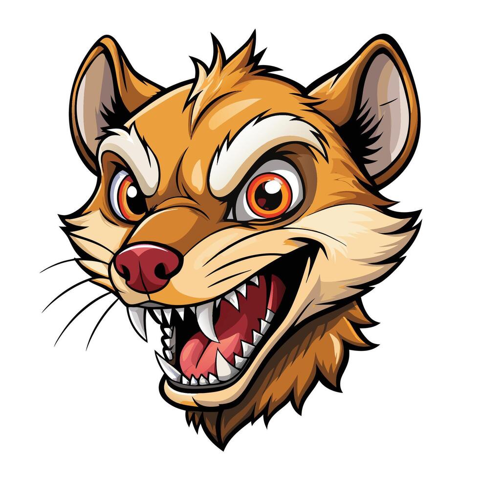 a cartoon head of raccoon with its mouth open vector