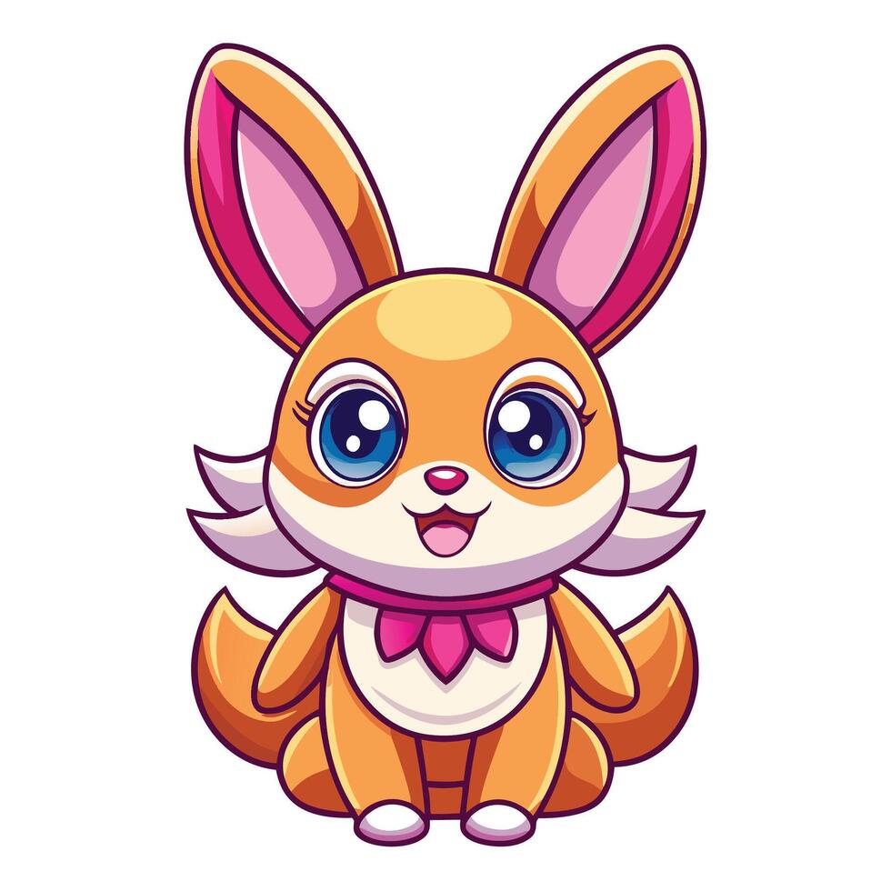 cute cartoon rabbit white background illustration vector