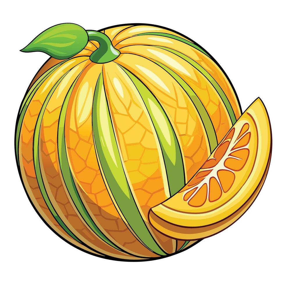 an orange fruit with a slice of it vector