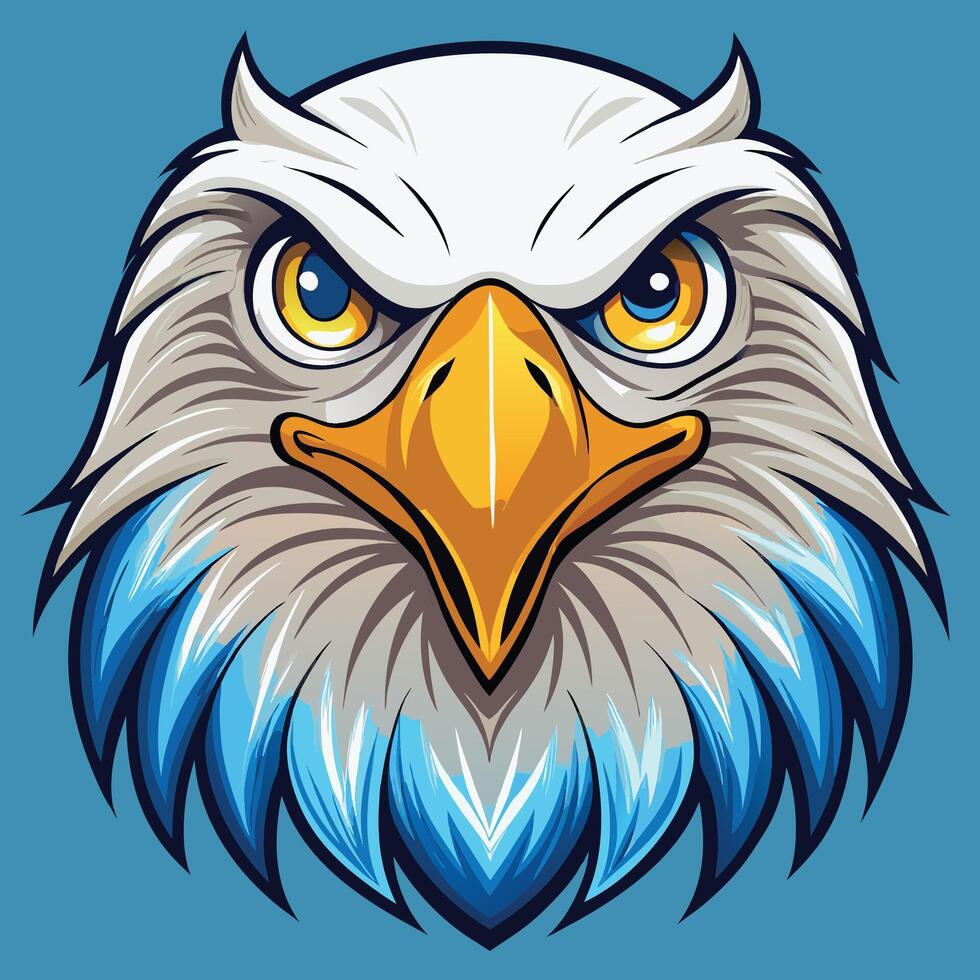 an eagle head with blue feathers and a blue beak vector