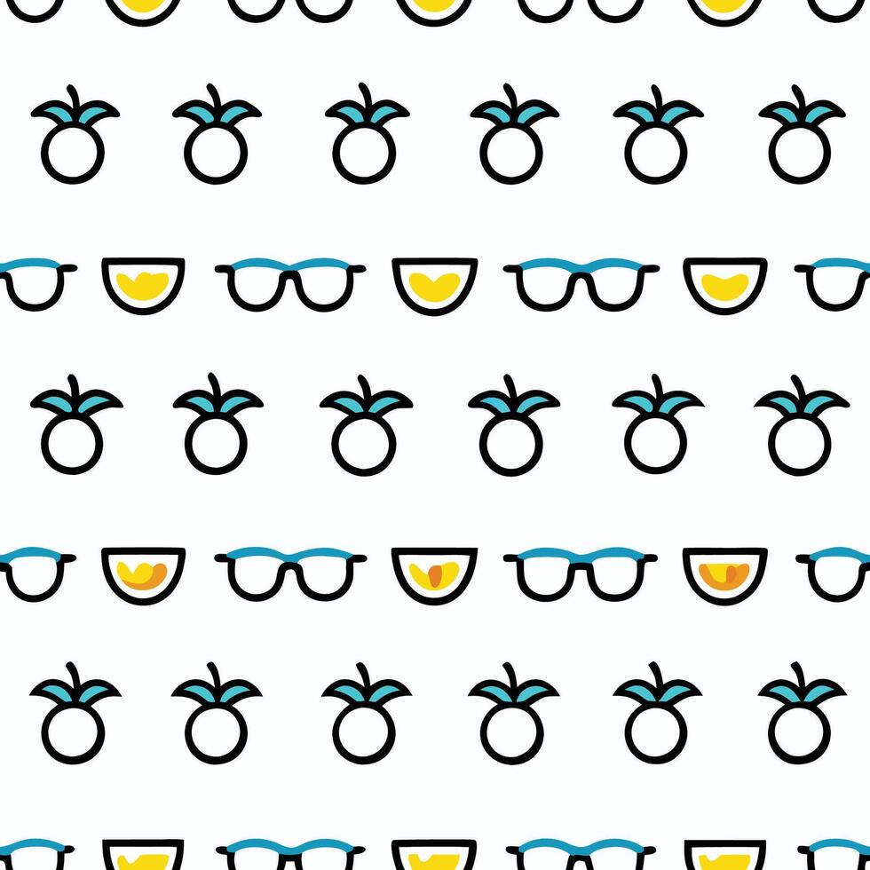 a pattern with glasses and oranges on it vector