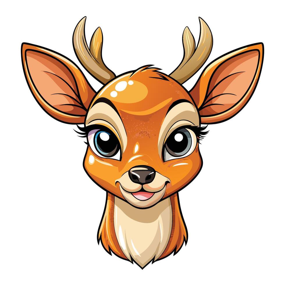 illustration of cute deer head white background vector