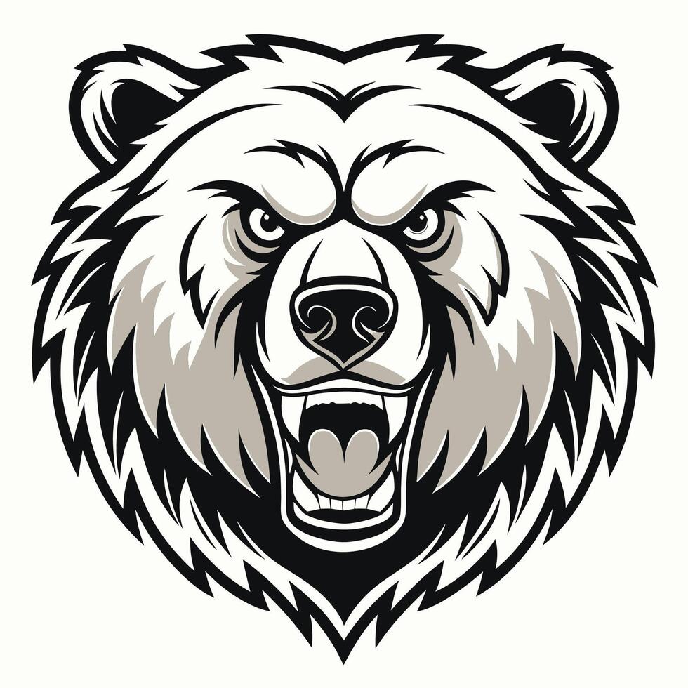 bear head with its mouth open vector