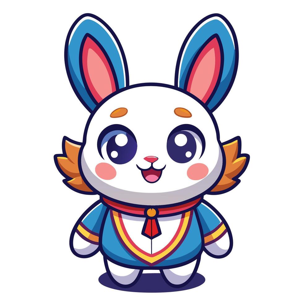 a cartoon bunny in a blue and white outfit vector