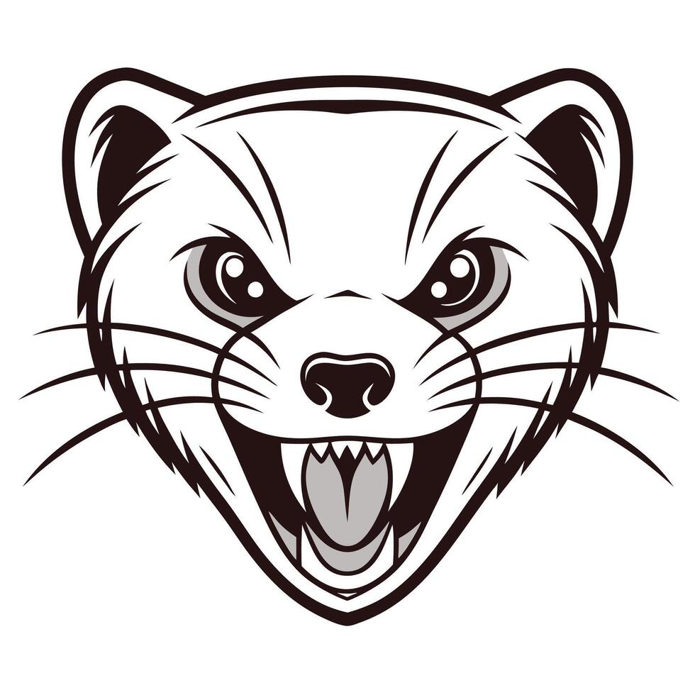 an angry ferret head on a white background vector