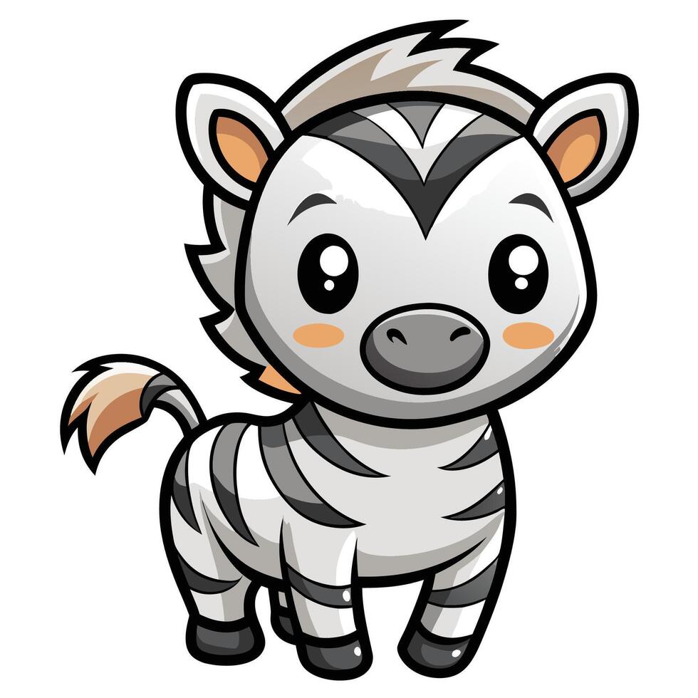 a cartoon zebra standing on a white background vector