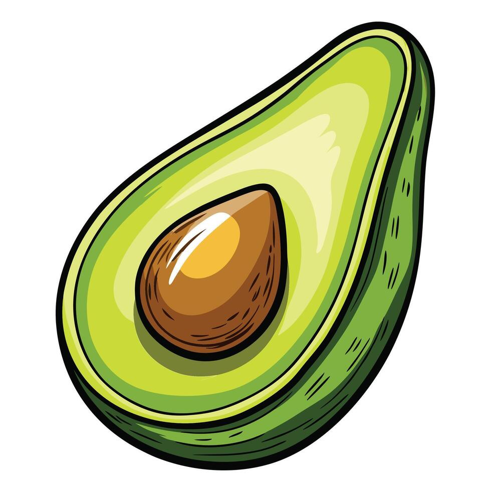 an avocado is shown in cartoon style, vector
