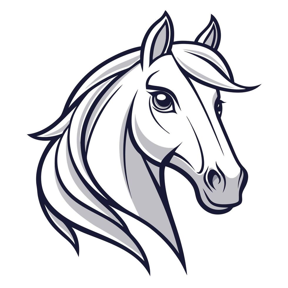 a horse head on white, background vector