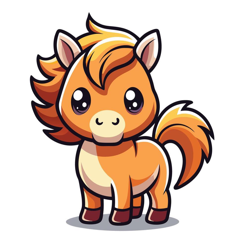 a cartoon horse with big head and long hair vector