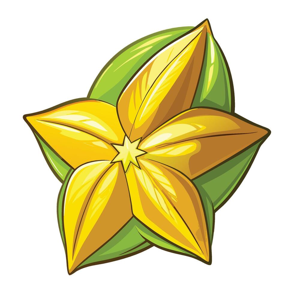 a yellow star flower with green leaves vector
