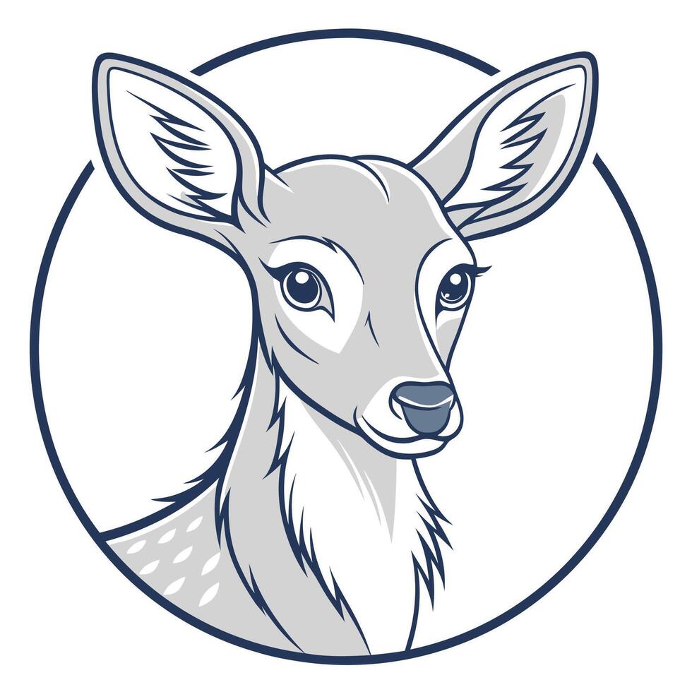 a deer head in a circle on white background white background vector
