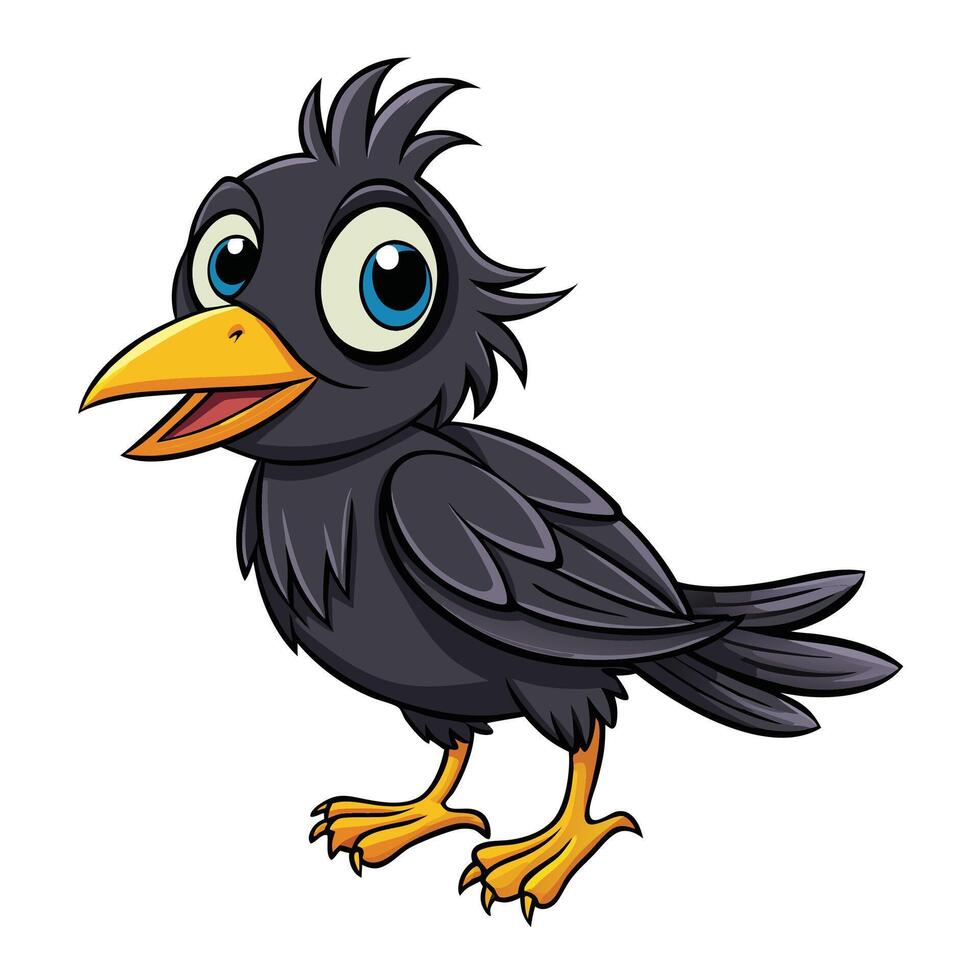 cartoon crow white background vector