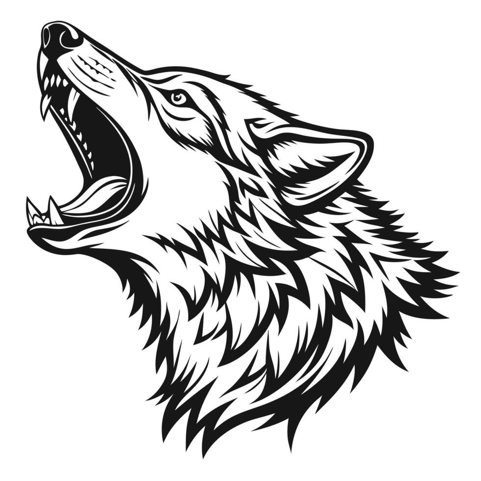 howling wolf head r illustration vector