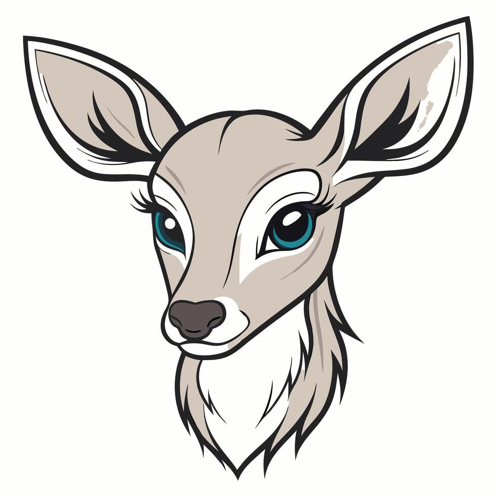 a deer head with blue eyes and big ears vector
