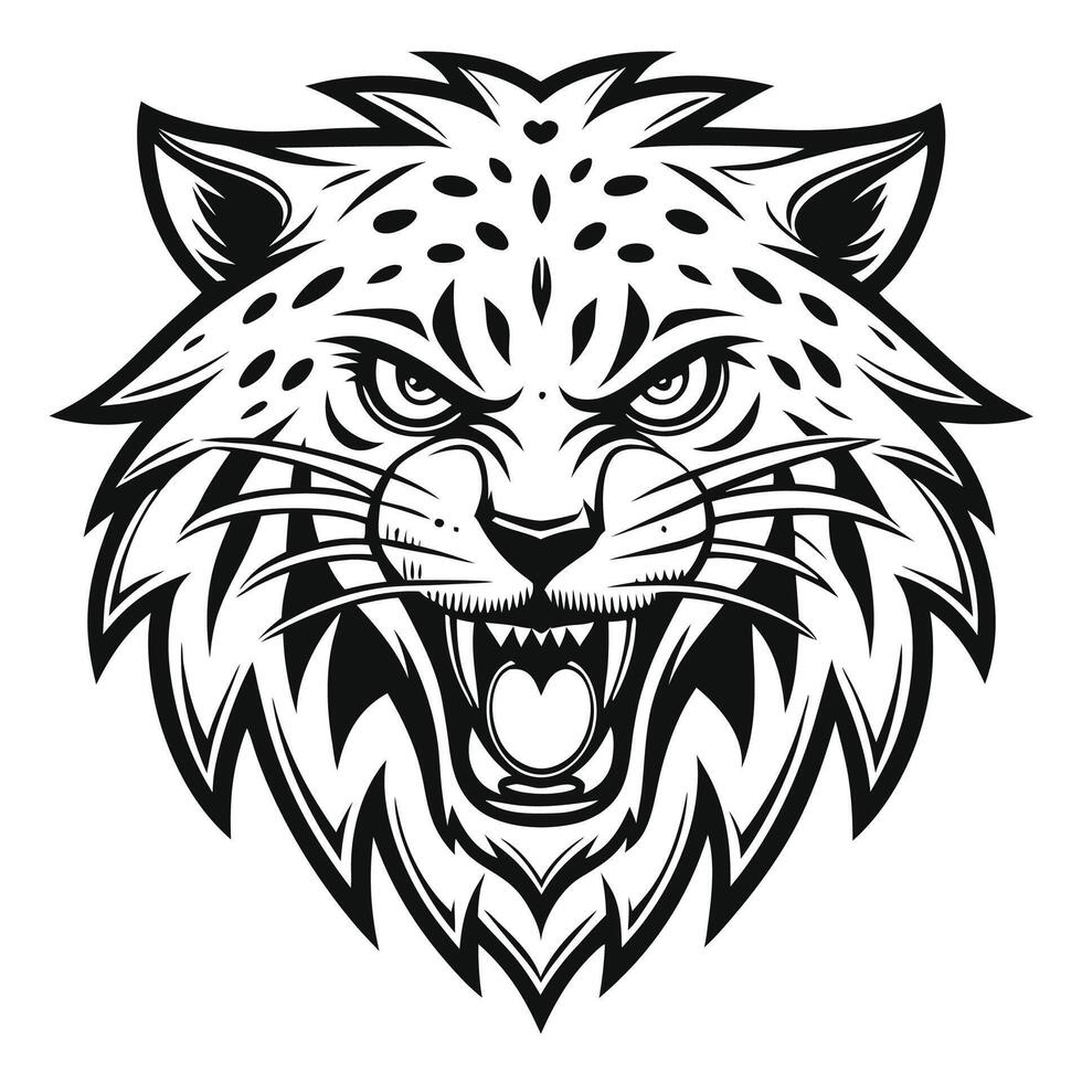 a black and white image of jaguar head vector