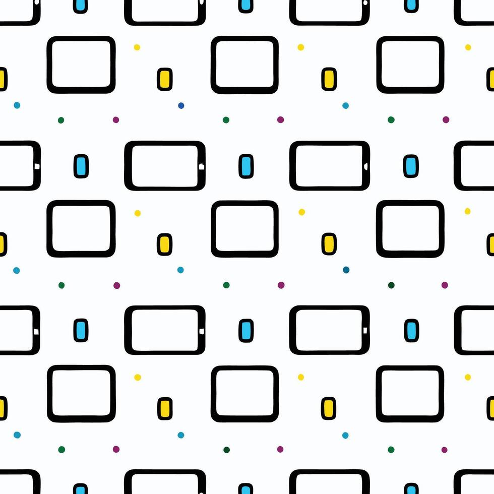 a pattern with squares and circles on white background vector