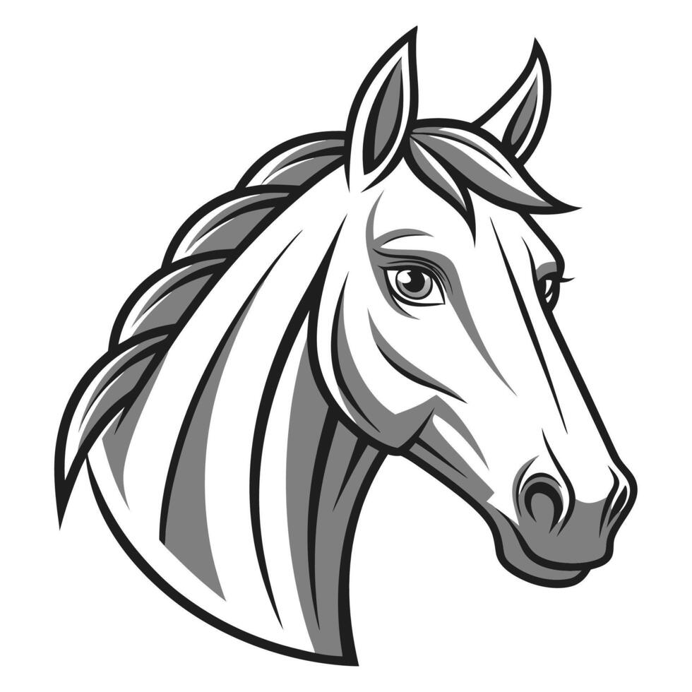 a horse head with long mane and mane vector
