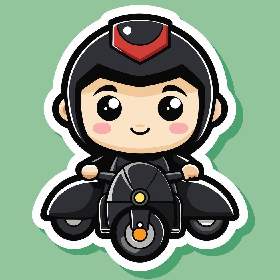 a sticker of boy riding motorcycle vector