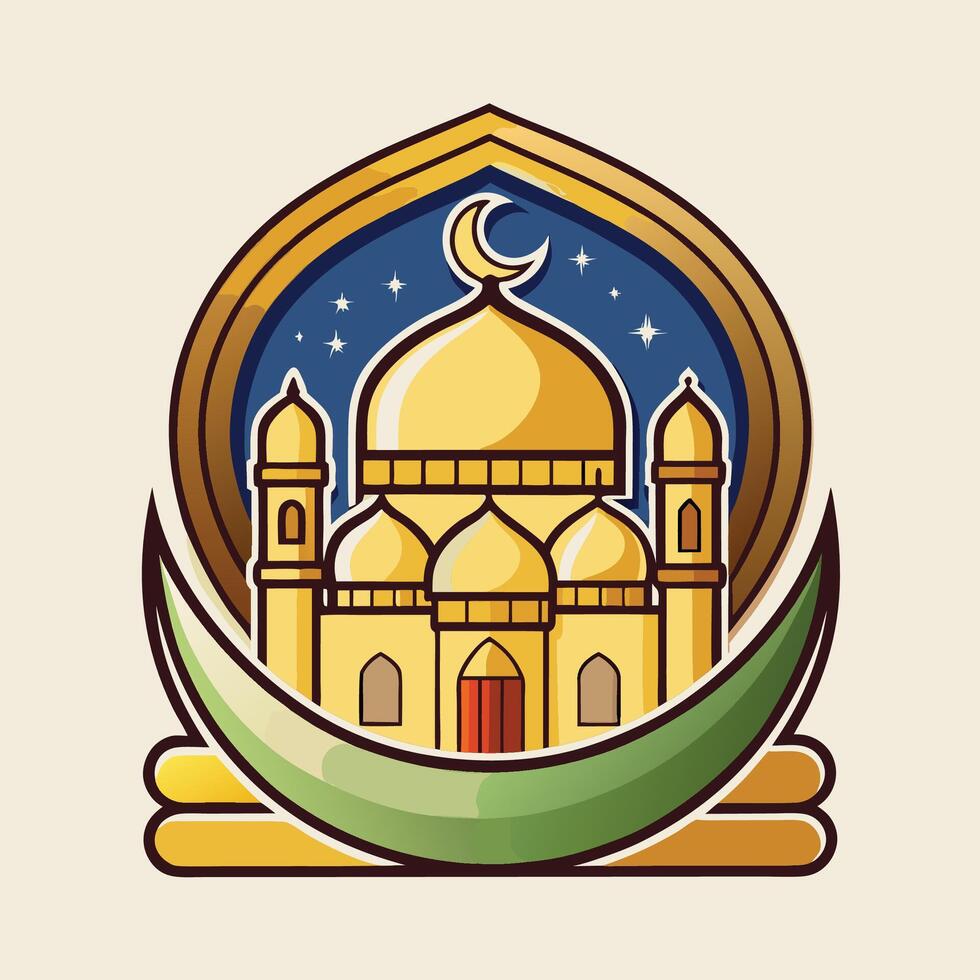 islamic mosque logo design background, vector