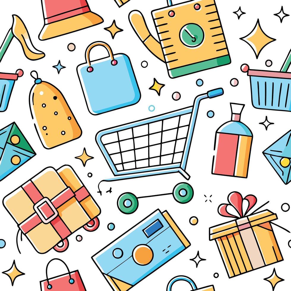 shopping seamless pattern with shopping vector