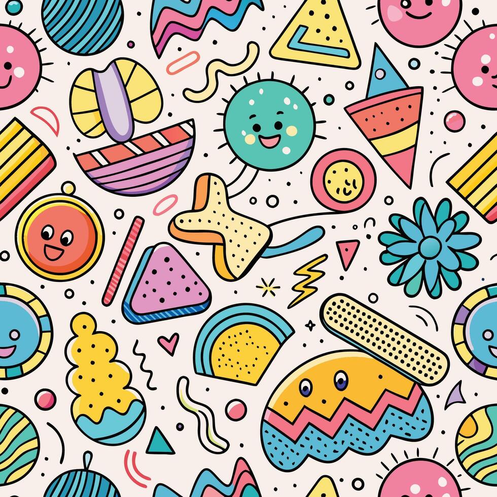 seamless pattern with colorful characters vector