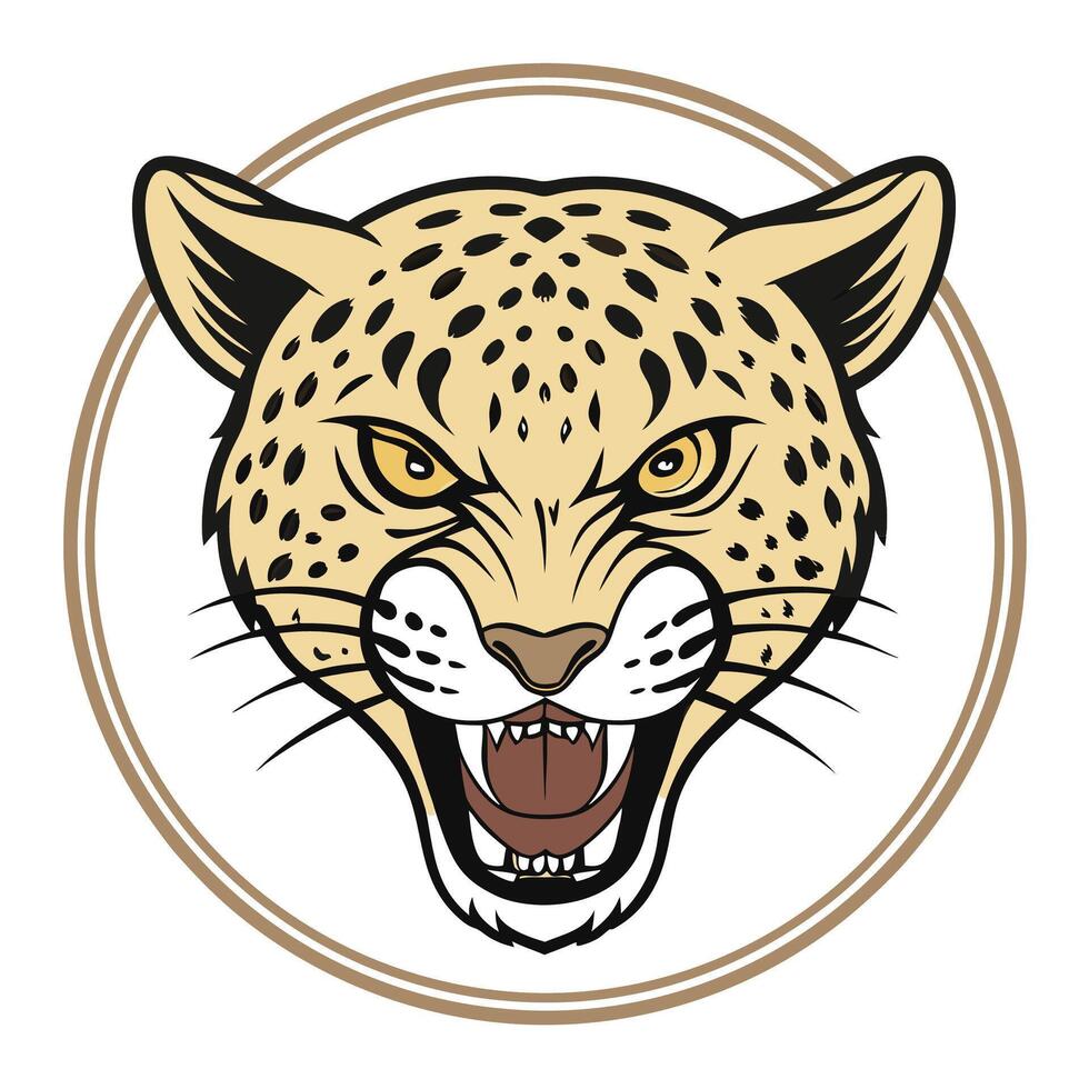 the head of a leopard is shown in a circle vector
