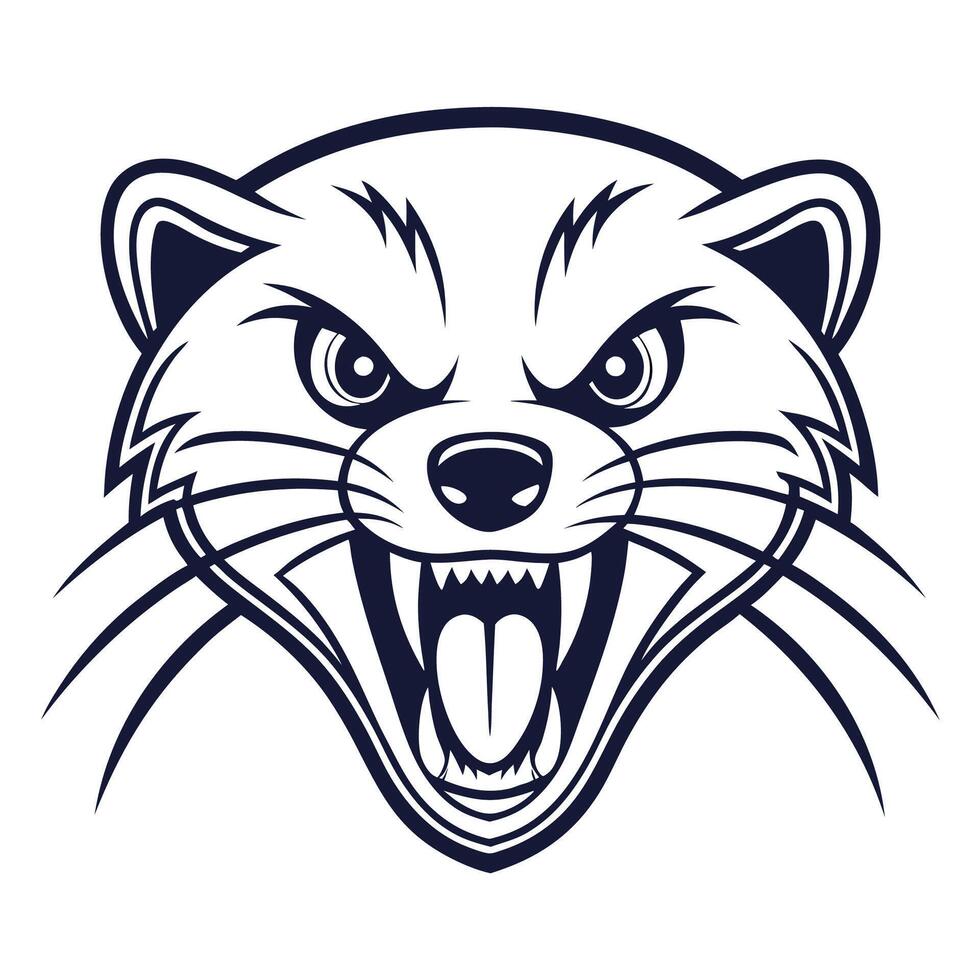 an angry ferret mascot head with its mouth open vector