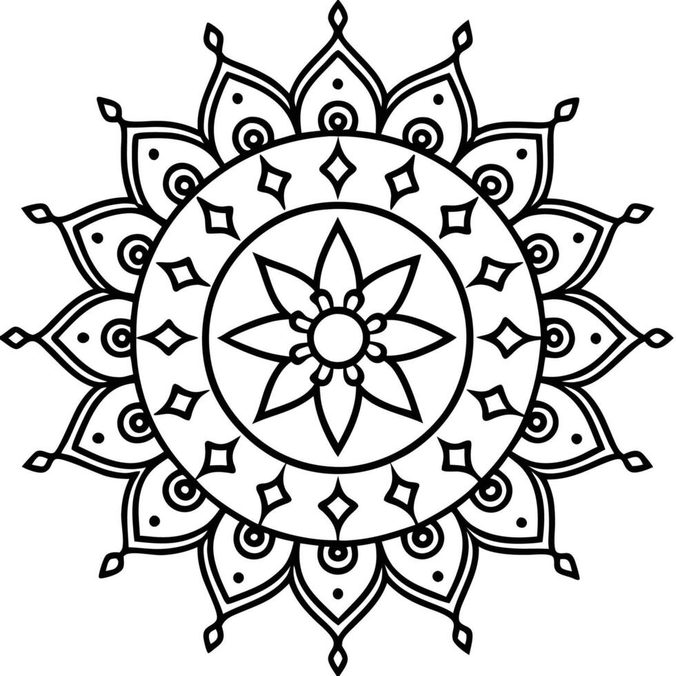 black white mandala coloring page white background vector