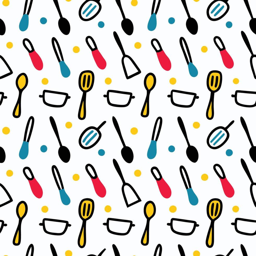a pattern with kitchen utensils spoons vector