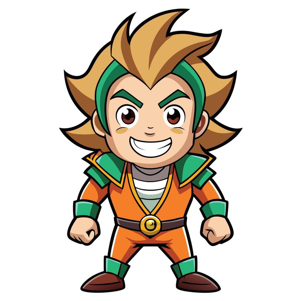 cartoon character with green hair and green armor vector