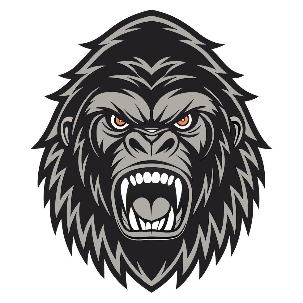 gorilla head with angry eyes on a white background vector