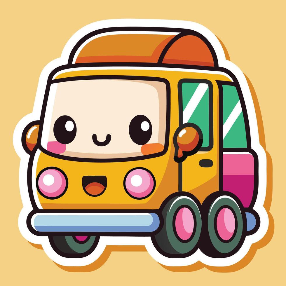 a cute little bus with a smile on it vector