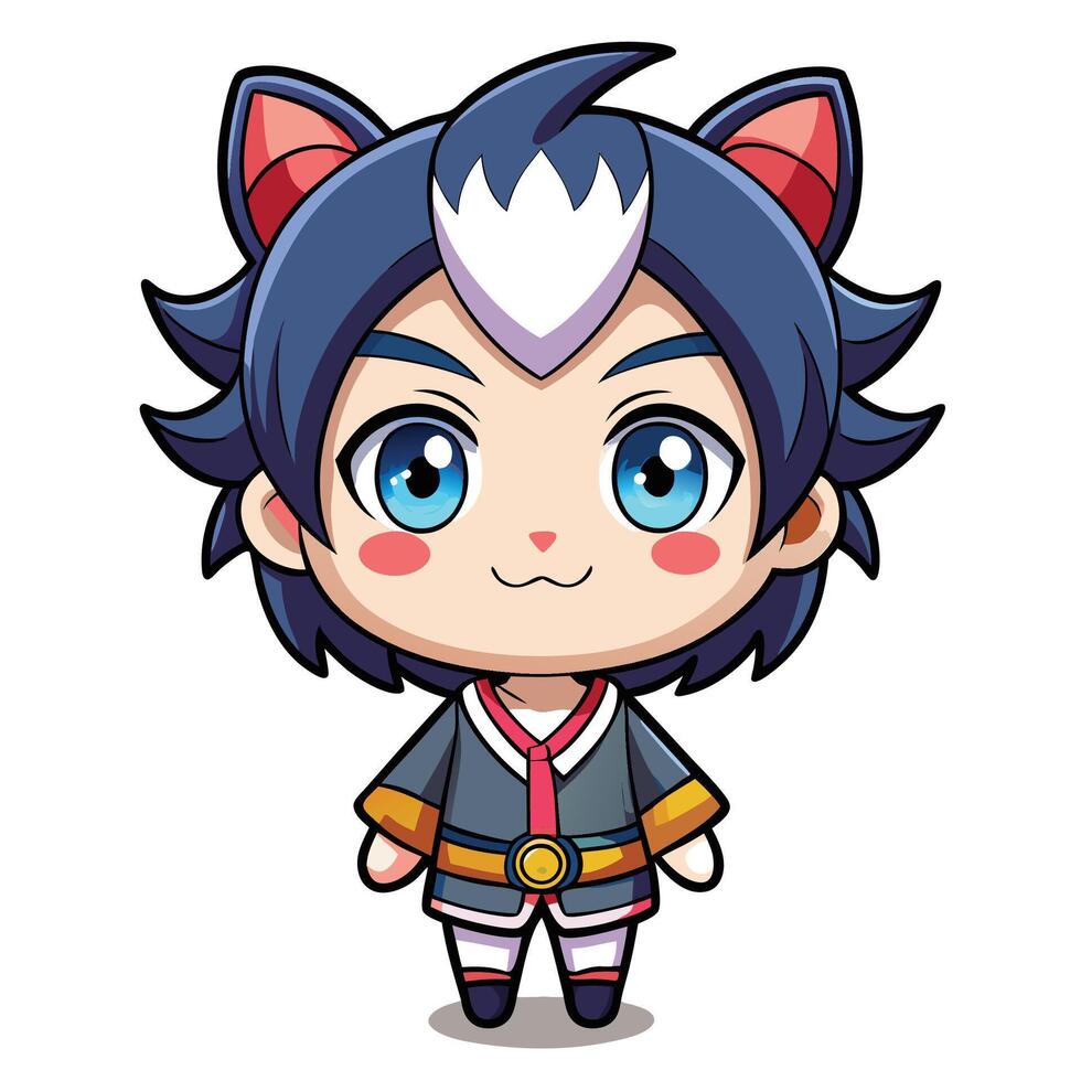 a cartoon character with blue eyes and cat ears vector