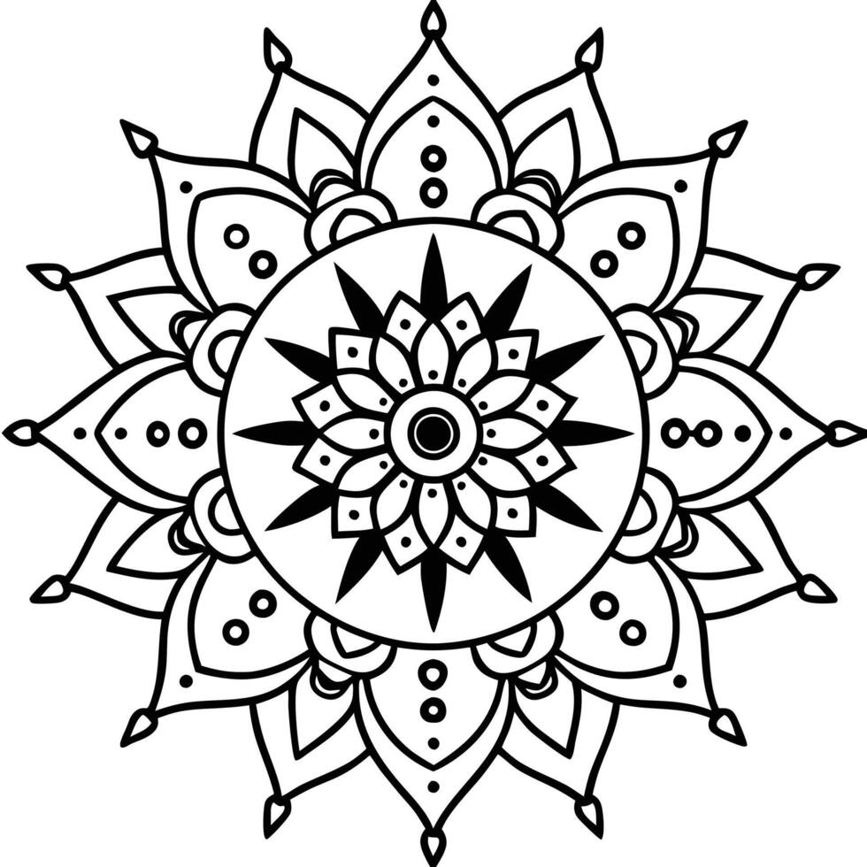 a black and white mandala , coloring page white background vector