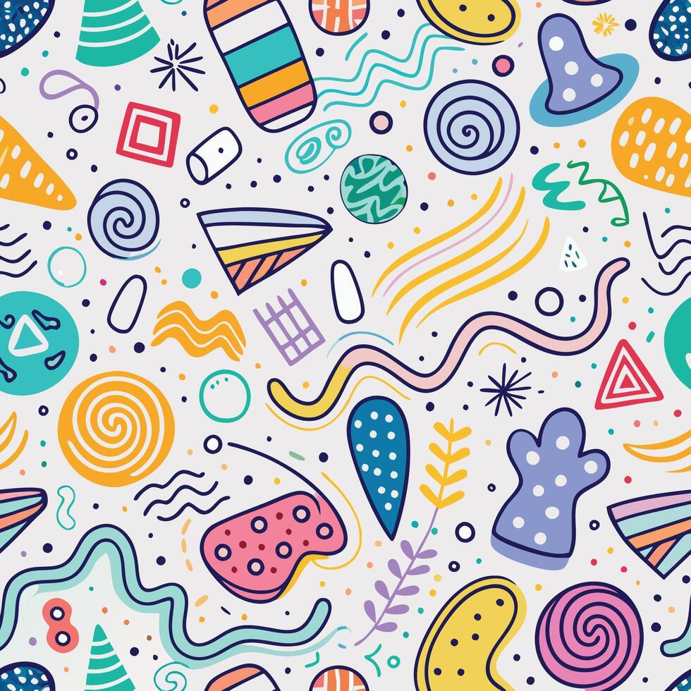 seamless pattern with, colorful objects and shapes vector