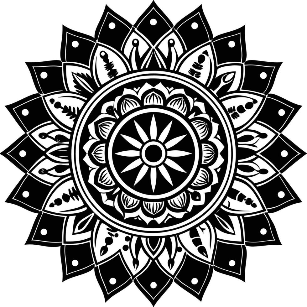 black and, white mandala white background vector