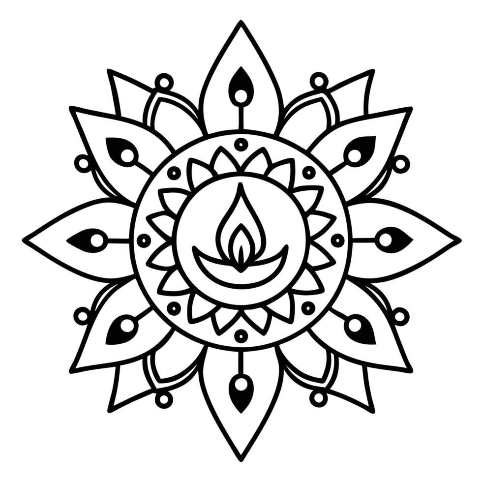 a black and white drawing of a flower with a candle vector